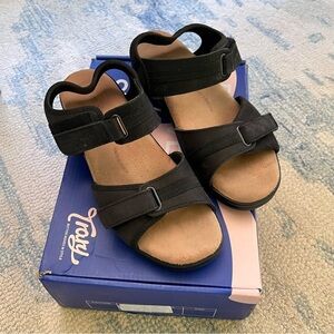 FLEXUS BY SPRING STEP BLACK HOOK & LOOP COMFORT WALKING SANDALS SIZE 8.5